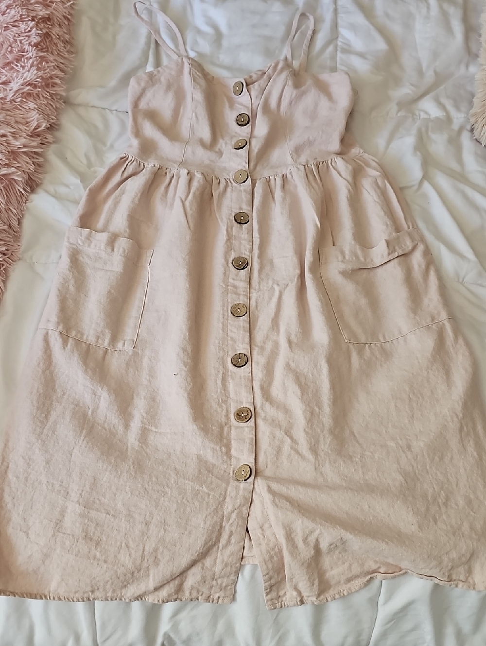 City Studio Pale Pink Button-Front Sundress